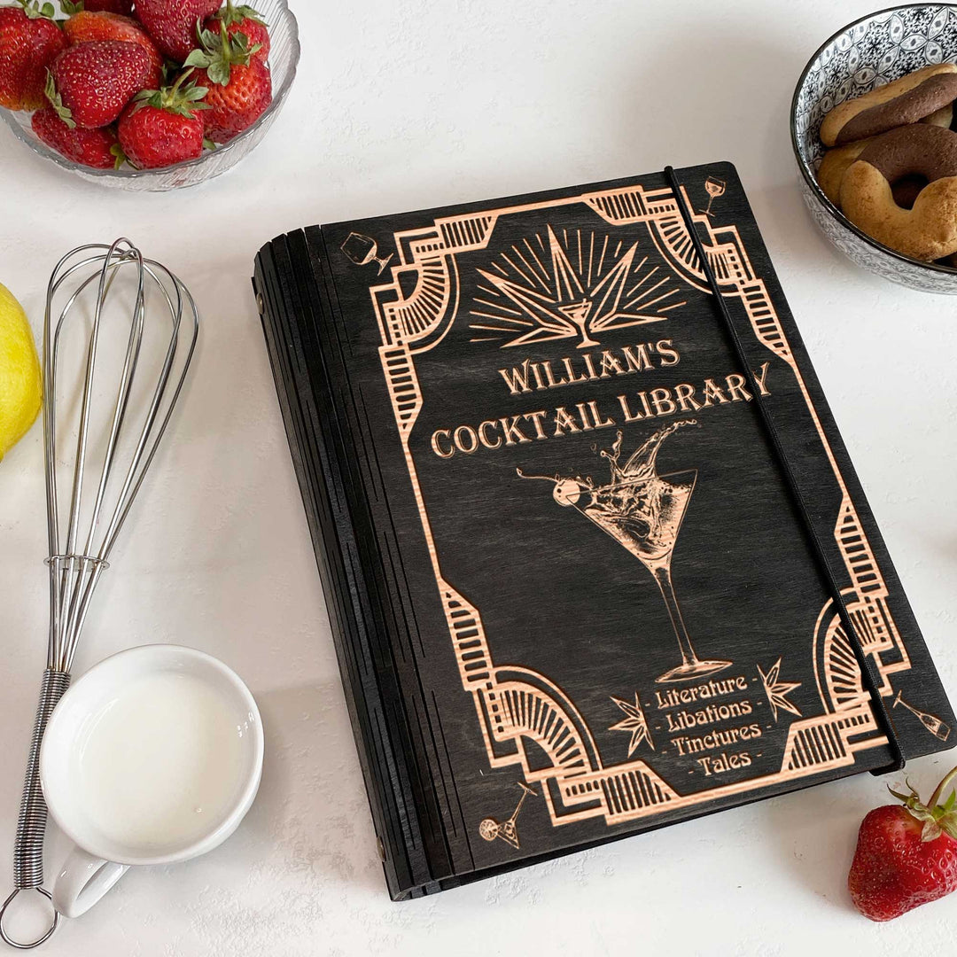 Wooden Cocktails Library Book Free custom engraving photo №2
