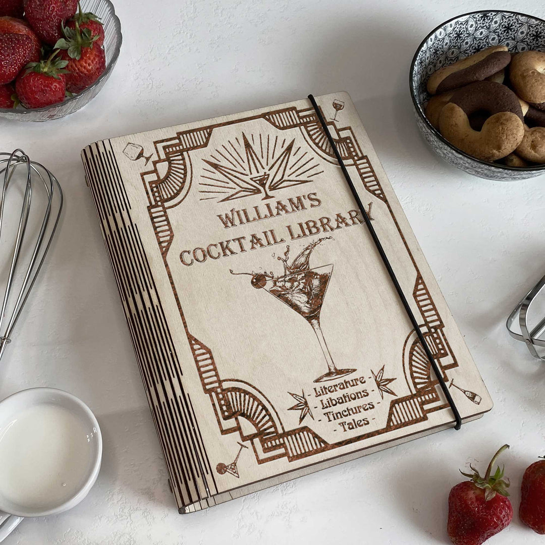 Wooden Cocktails Library Book Free custom engraving photo №4