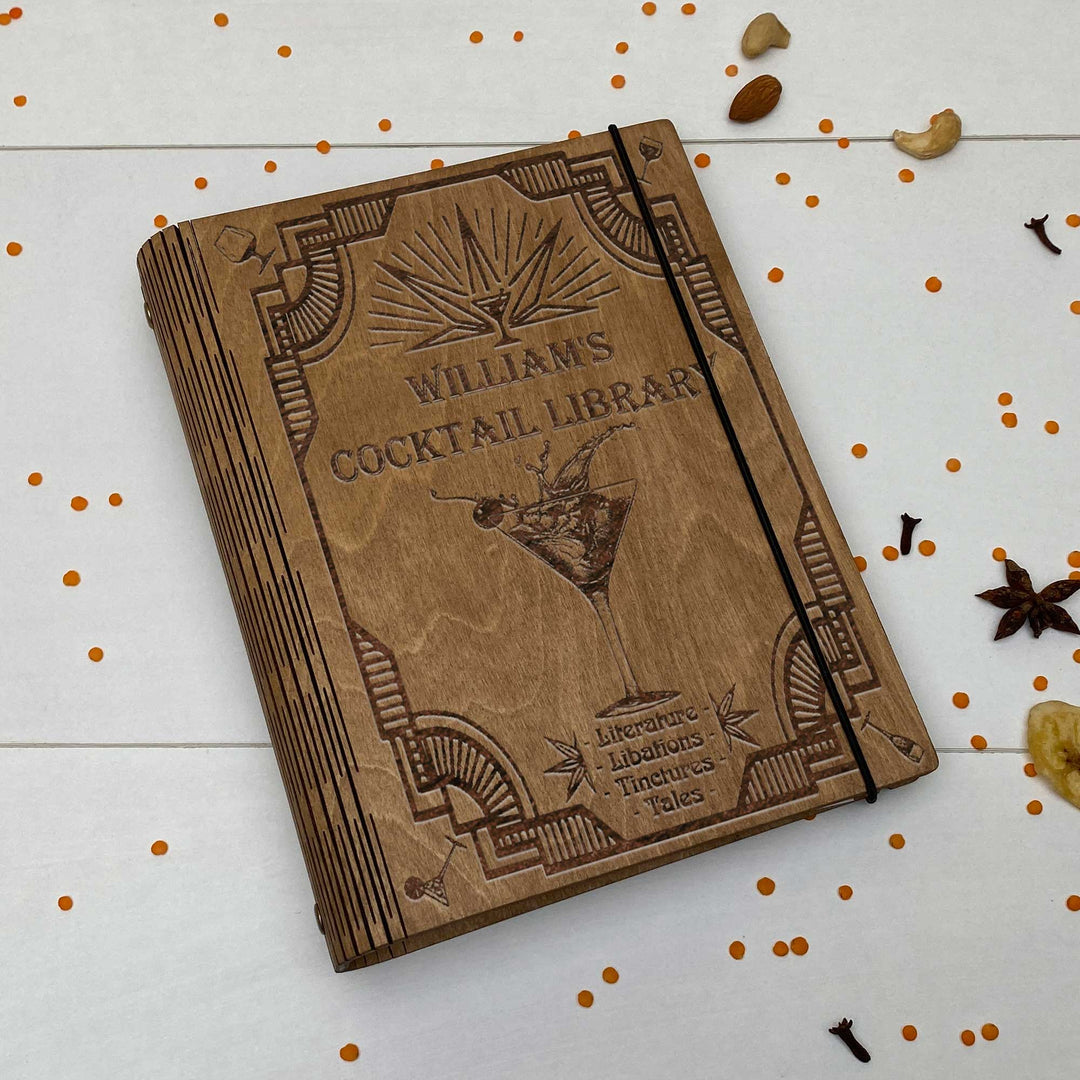 Wooden Cocktails Library Book Free custom engraving photo №8