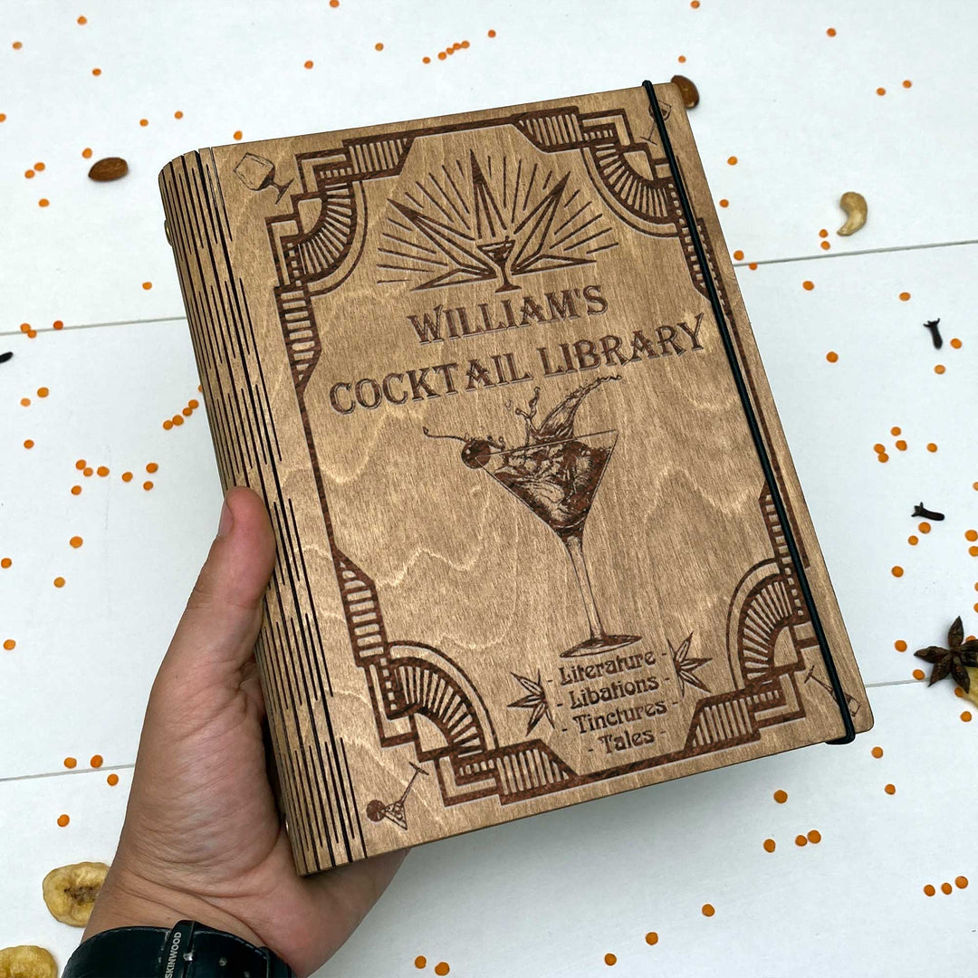 Wooden Cocktails Library Book Free custom engraving photo №7