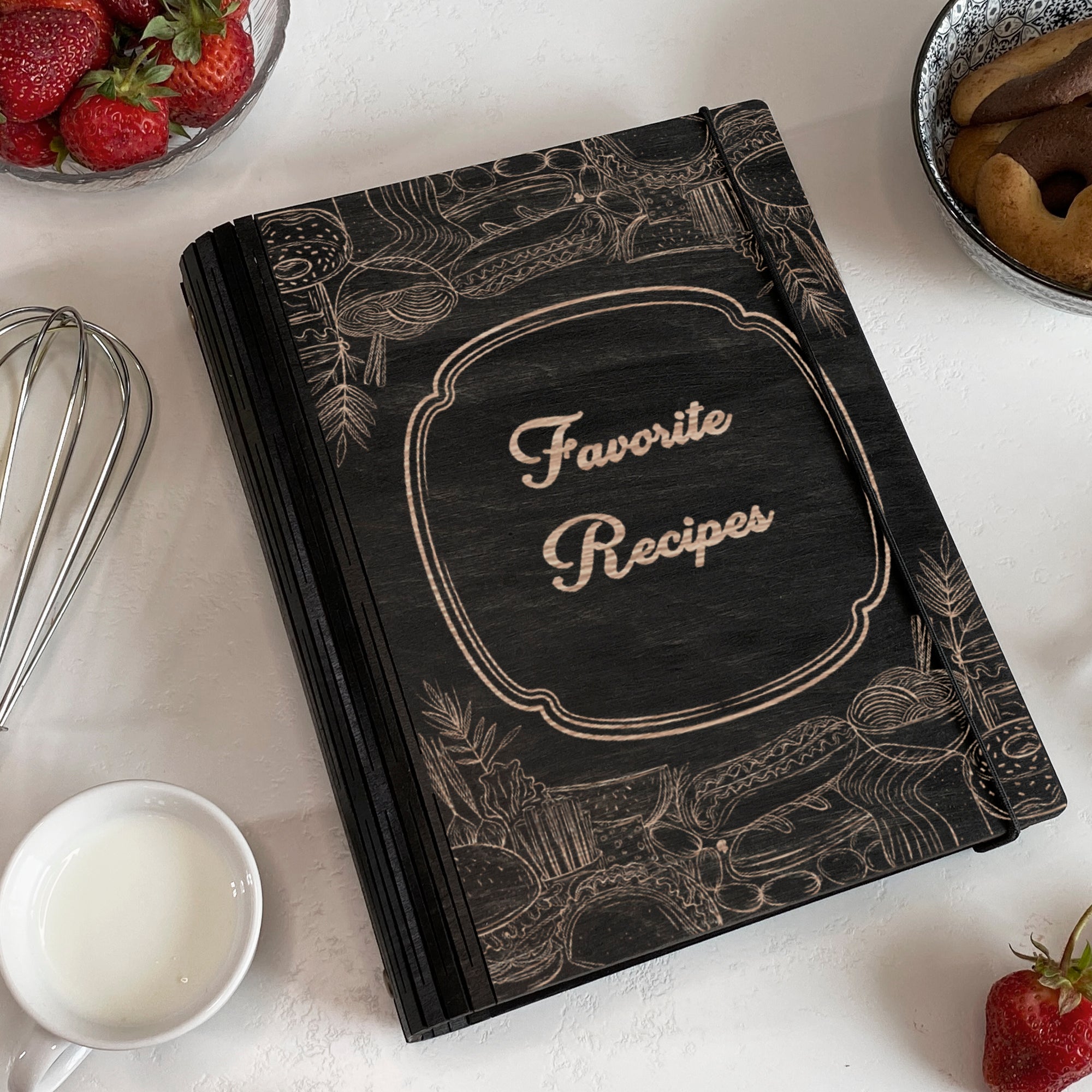 Wooden Favorite Recipes Book Free custom engraving