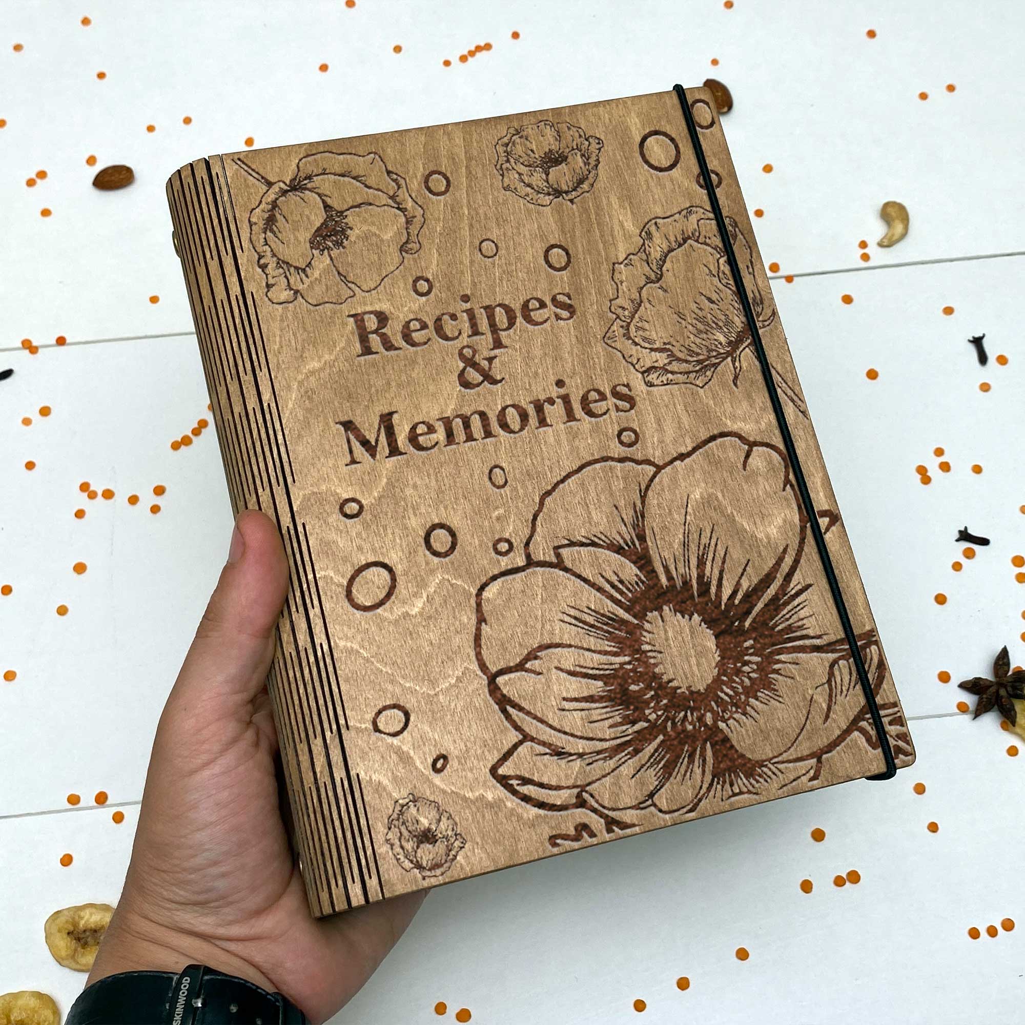 Wooden Memoris Recipe Book Free custom engraving
