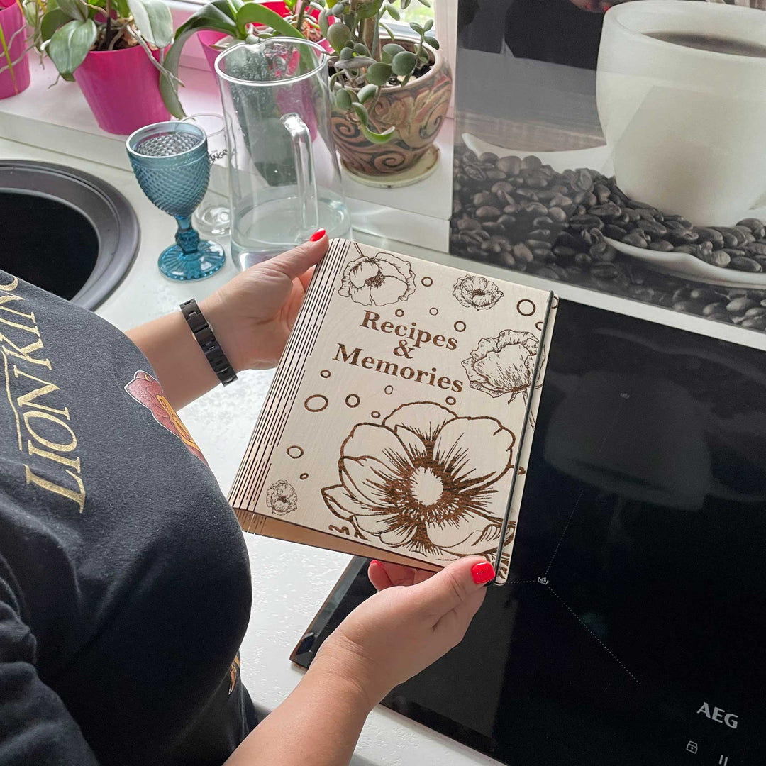 Wooden Memoris Recipe Book Free custom engraving photo