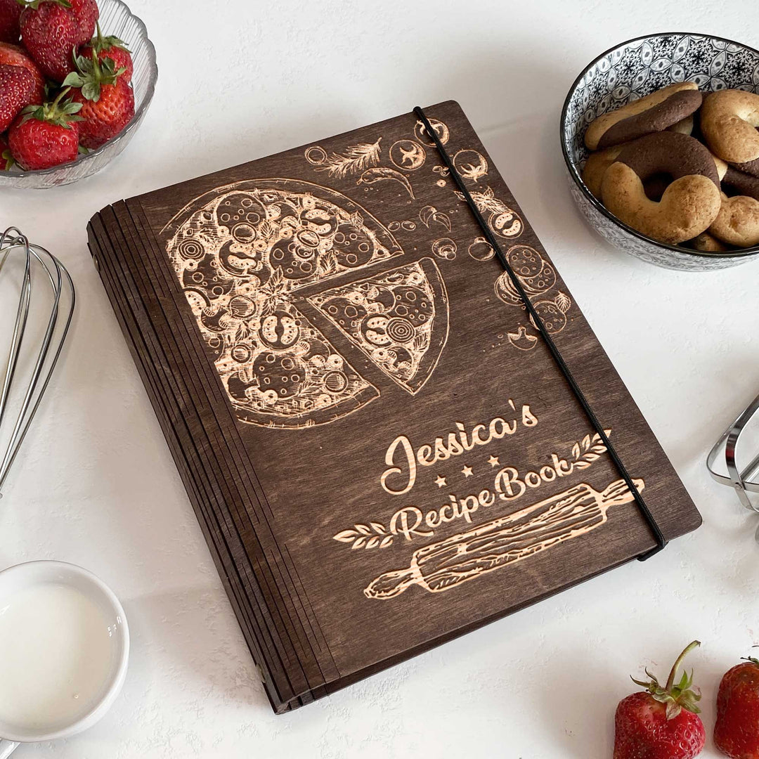 Wooden Recipe Book Pizza Free custom engraving photo №8