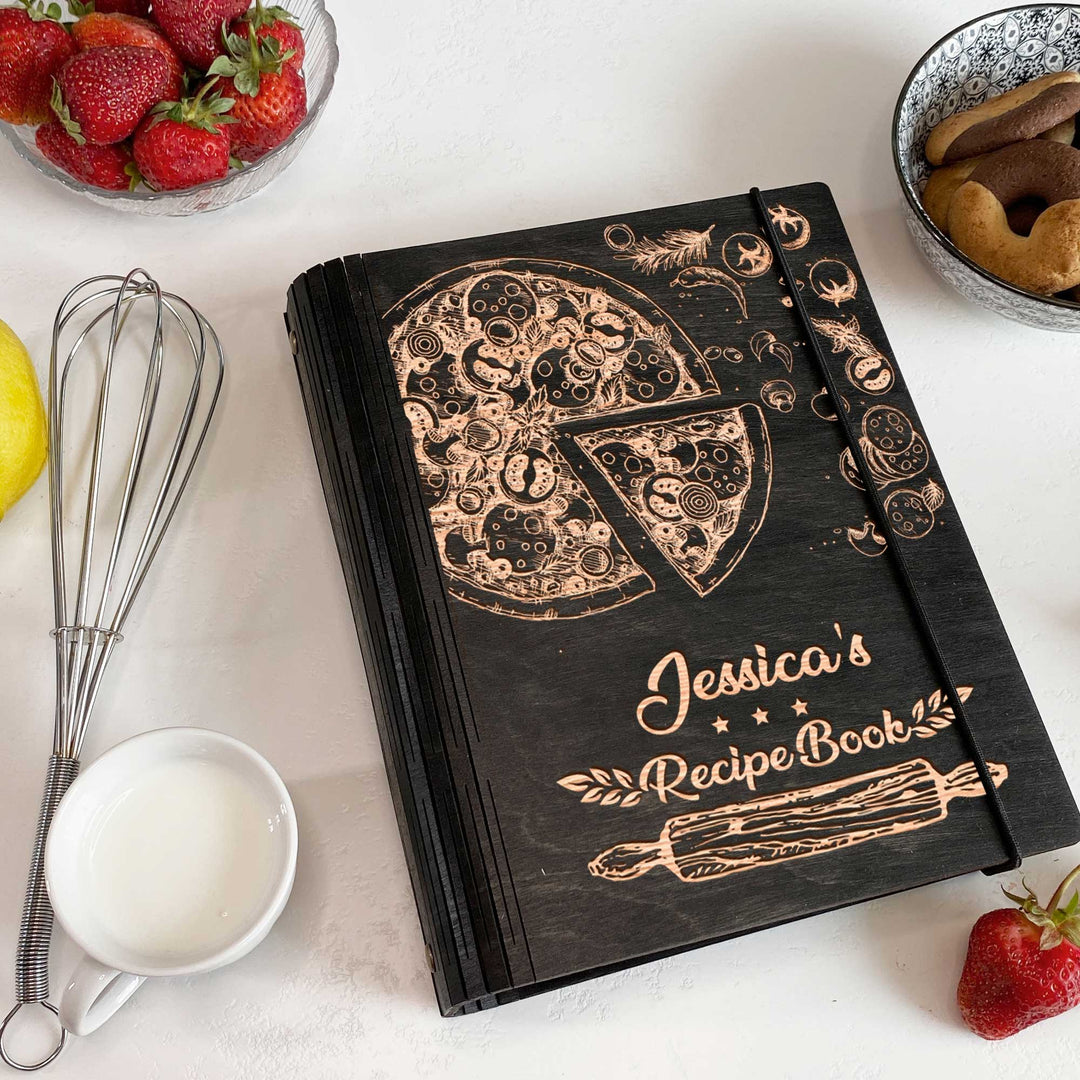 Wooden Recipe Book Pizza Free custom engraving photo №4