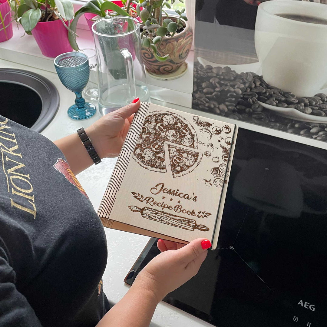 Wooden Recipe Book Pizza Free custom engraving photo №5