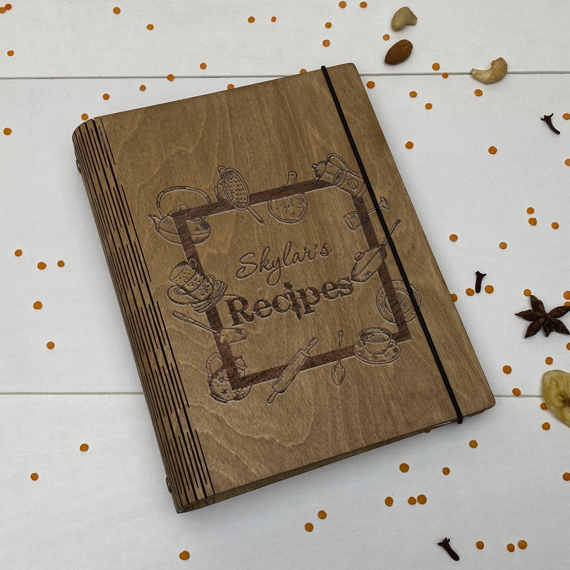 Personalized Wooden Recipe Book Free custom engraving