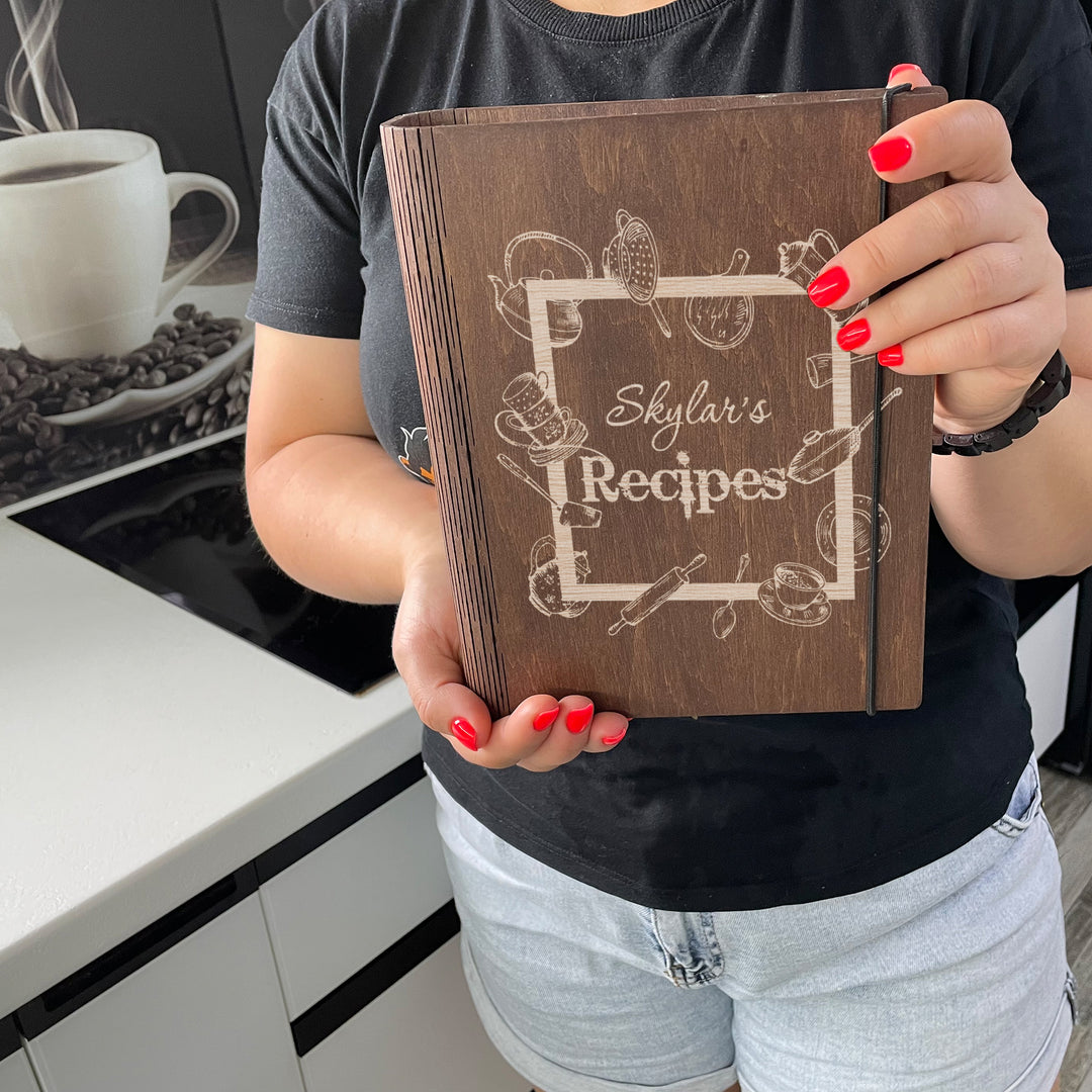 Personalized Wooden Recipe Book Free custom engraving photo