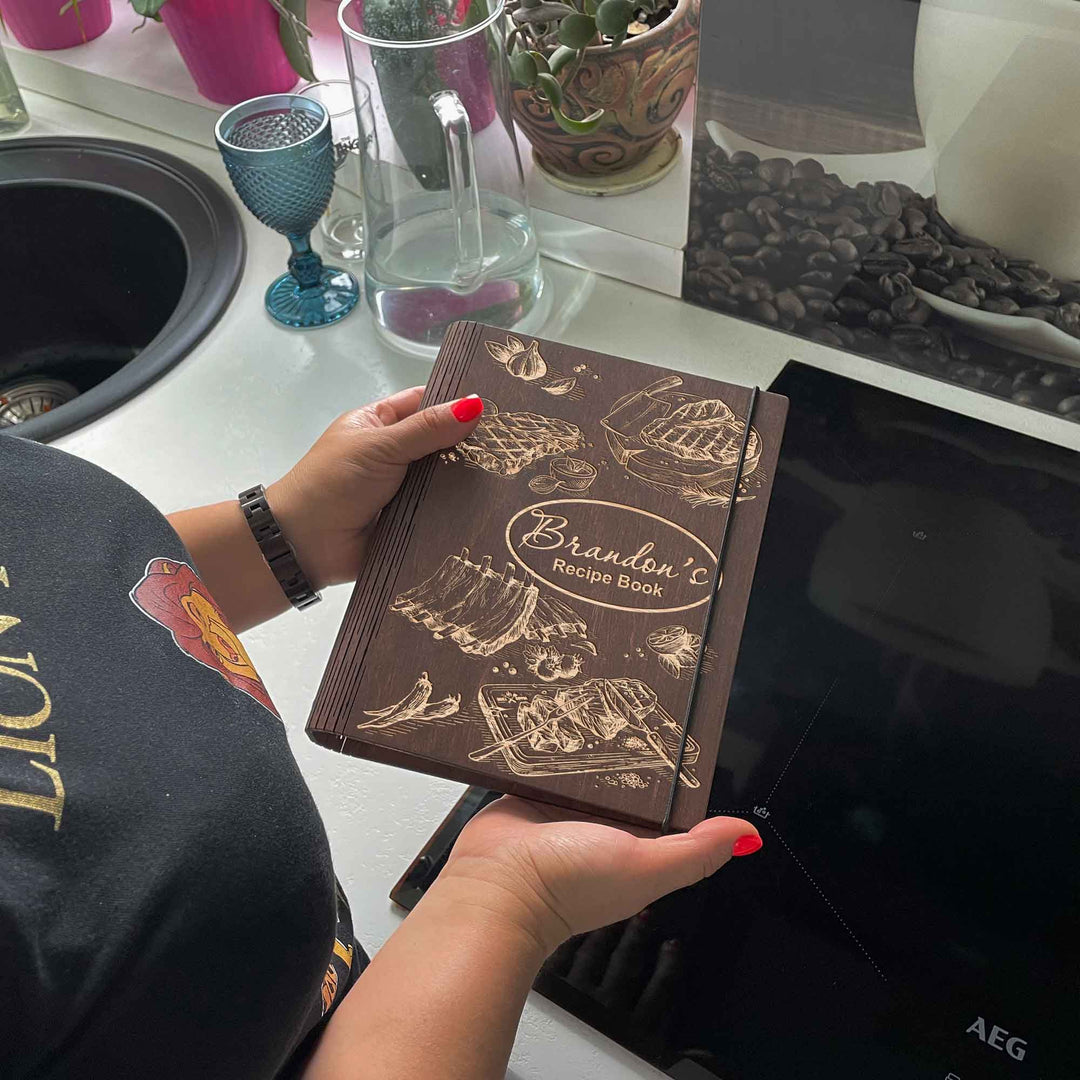 Wooden Recipe Book Barbecue Free custom engraving photo